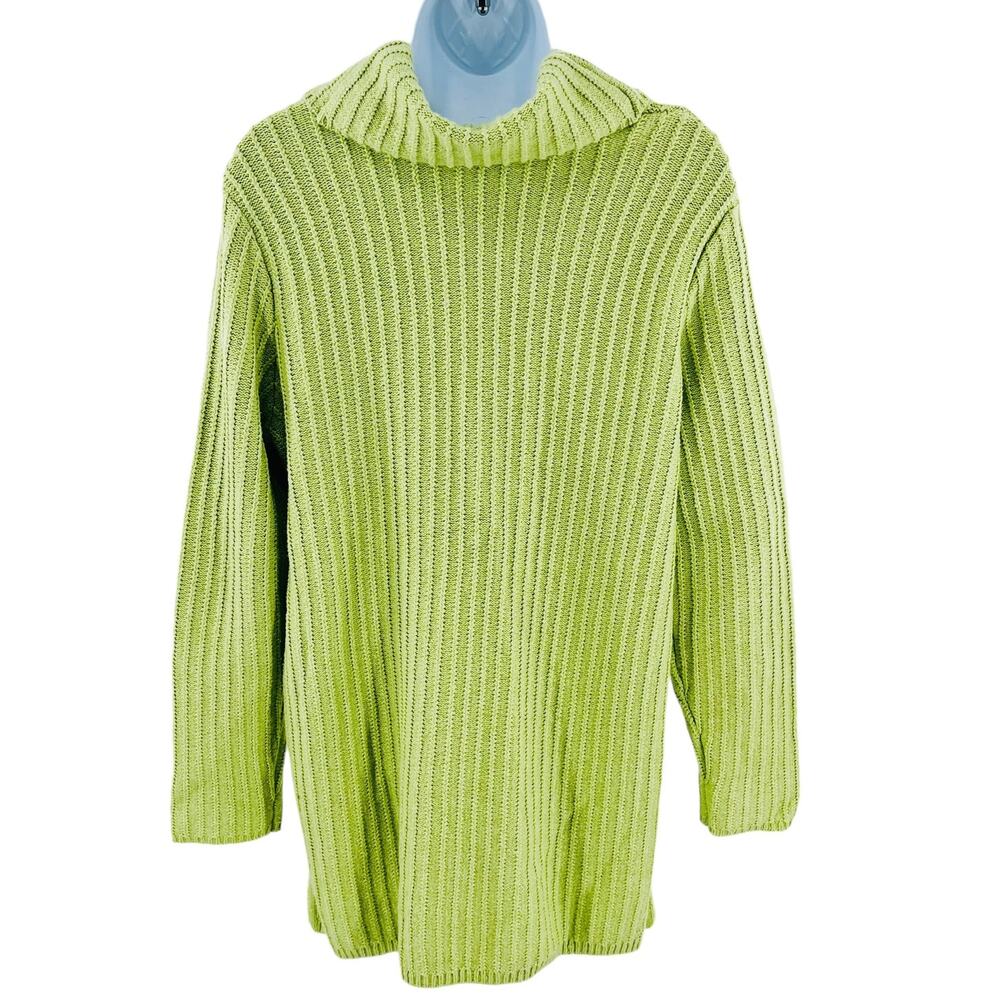J Jill Green Cotton Cowl Neck Long Sleeve Oversize Pullover Tunic Sweater M - Picture 3 of 10